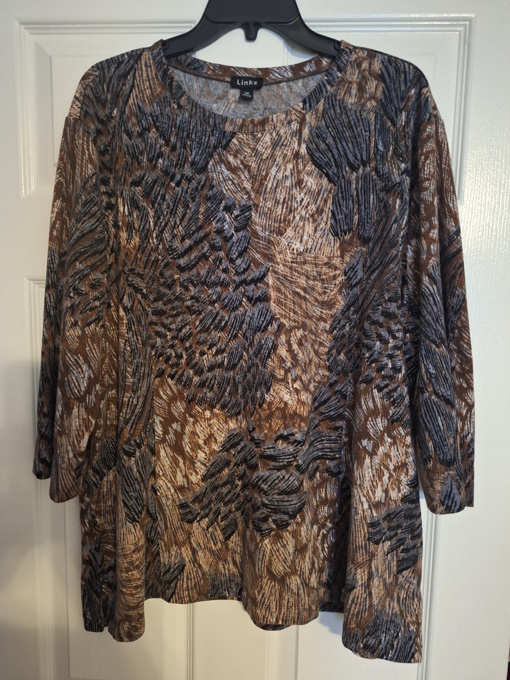 Link Brown & Black Printed Long Sleeve Women's Top